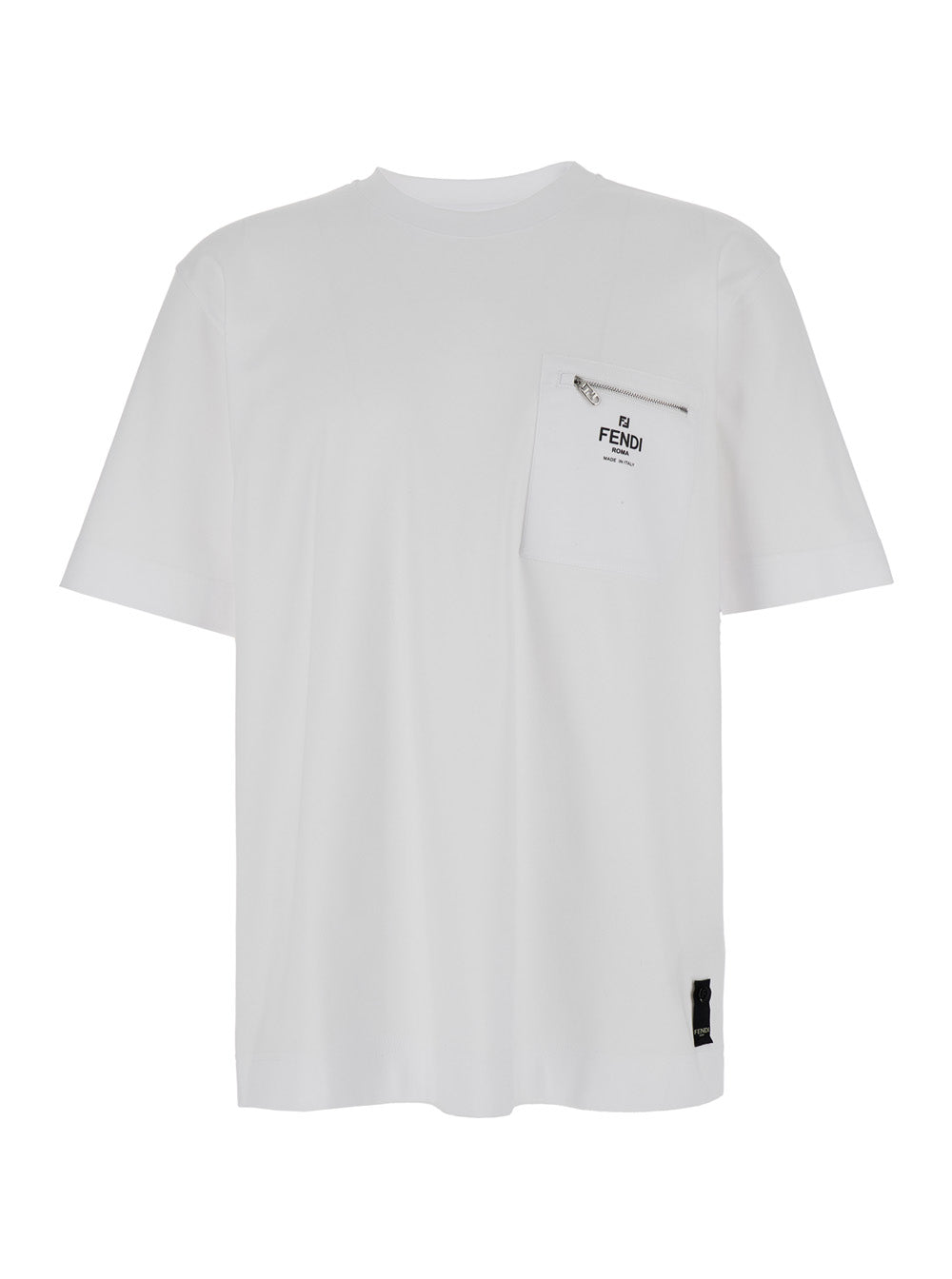 Fendi Men White Crewneck T-Shirt With Log Print On The Front In Cotton Man FENDI