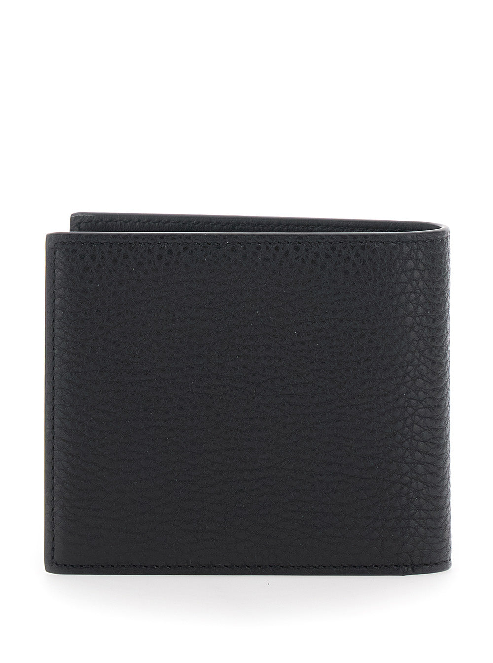 Givenchy Men Black Bi-Fold Wallet With Logo Lettering On The Front In Grained Leather Man GIVENCHY