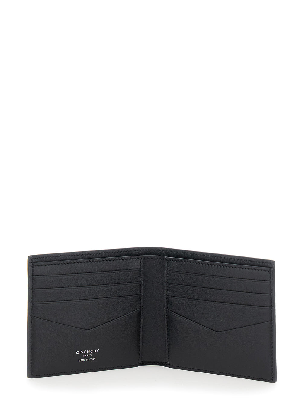 Givenchy Men Black Bi-Fold Wallet With Logo Lettering On The Front In Grained Leather Man GIVENCHY