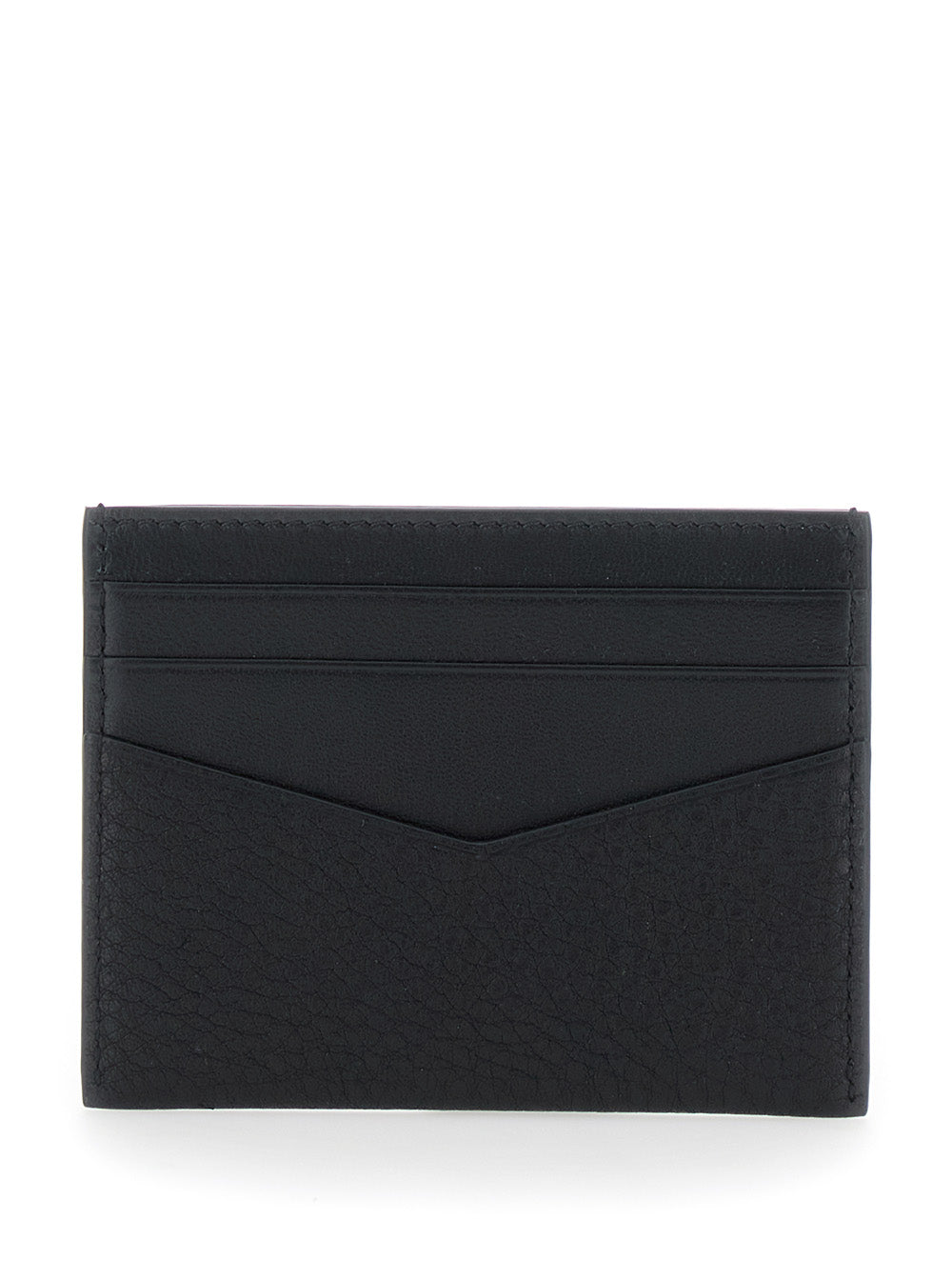 Givenchy Men Black Card Holder With V Detail And Logo Lettering On The Front In Leather Man GIVENCHY