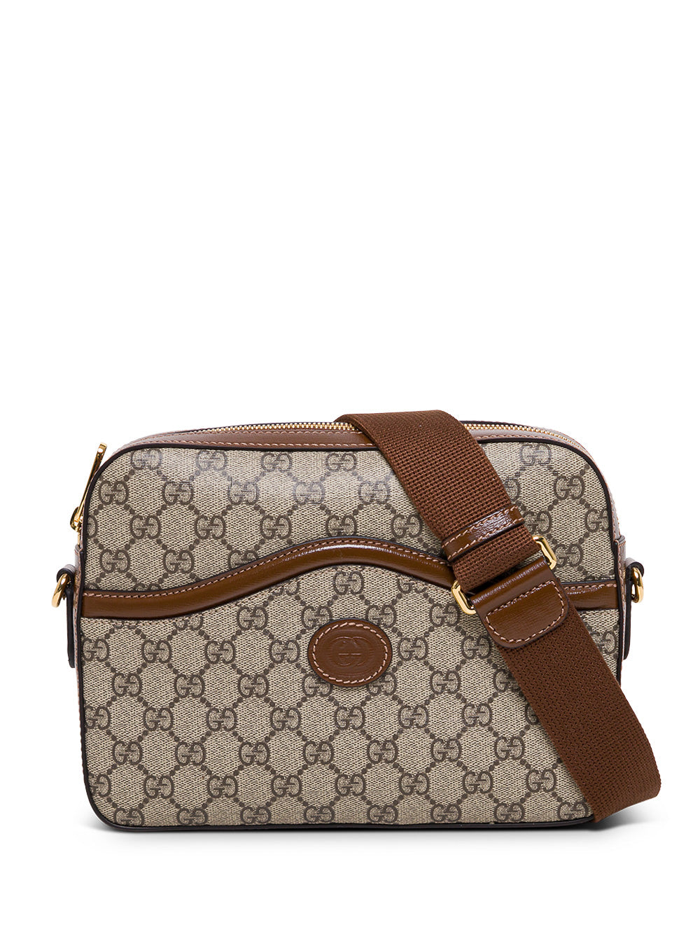 Gucci Men Beige Crossbody Bag With Adjustable Shoulder Strap And Logo Patch On The Front In Gg Canvas Man GUCCI