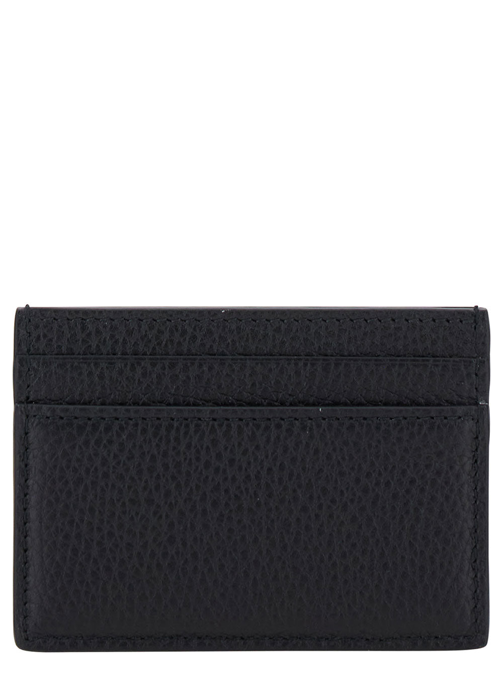Gucci Men Black Card-Holder With Logo Detail In Hammered Leather Man GUCCI