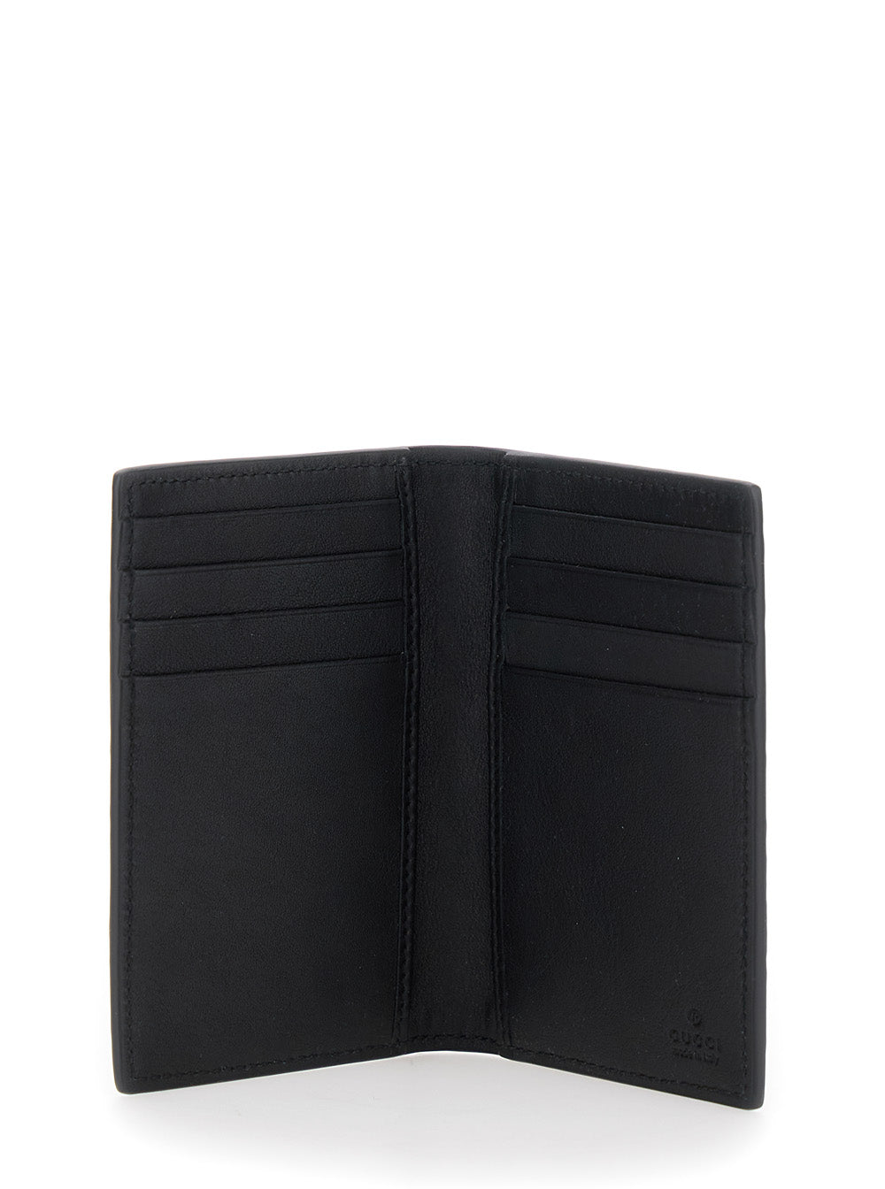 Gucci Men Bi-Fold Wallet With Vertical Design In Grained Gg Leather Black Men GUCCI
