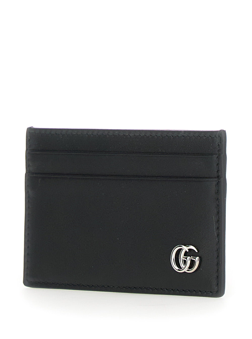 Gucci Men Black Card Holder With Double G Plaque On The Front In Leather Man GUCCI