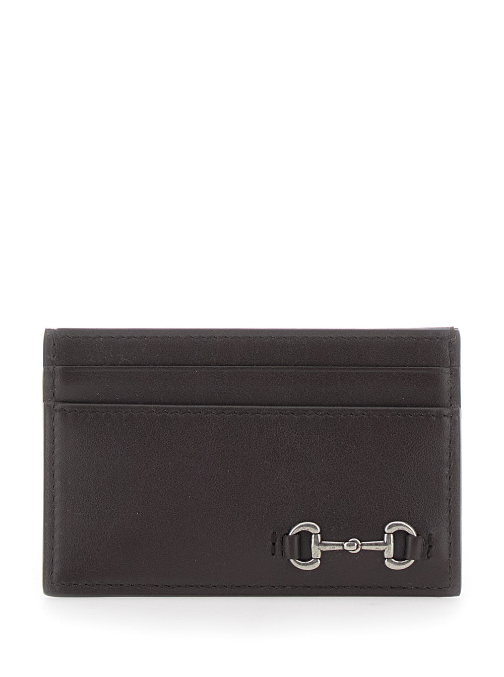 Gucci Men Brown Card Holder With Horsebit On The Front In Leather Man GUCCI