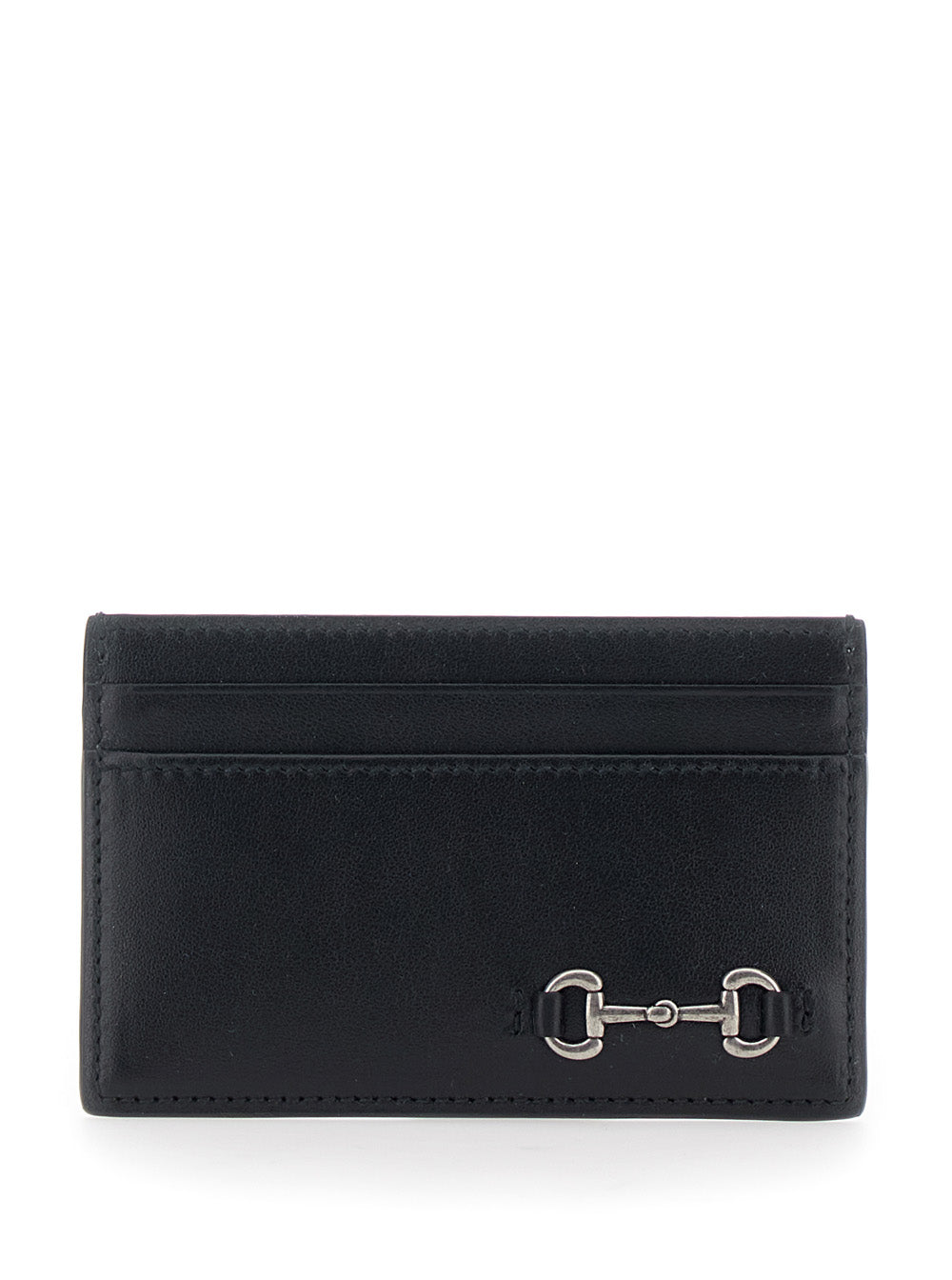 Gucci Men Black Card Holder With Horsebit On The Front In Leather Man GUCCI