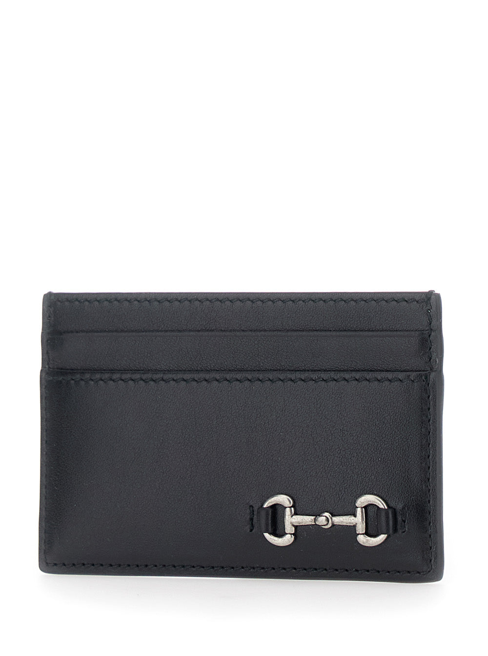 Gucci Men Black Card Holder With Horsebit On The Front In Leather Man GUCCI