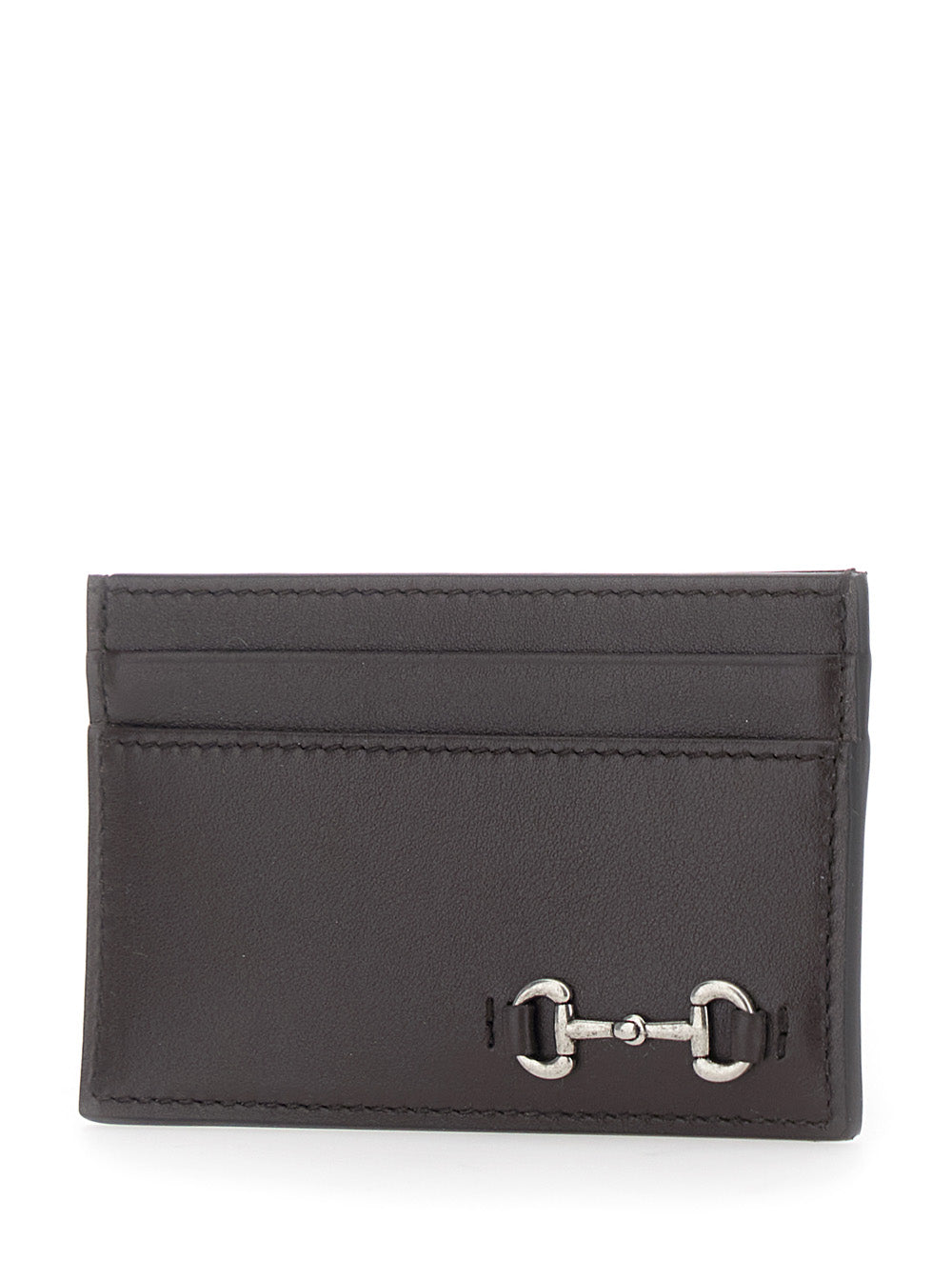 Gucci Men Brown Card Holder With Horsebit On The Front In Leather Man GUCCI