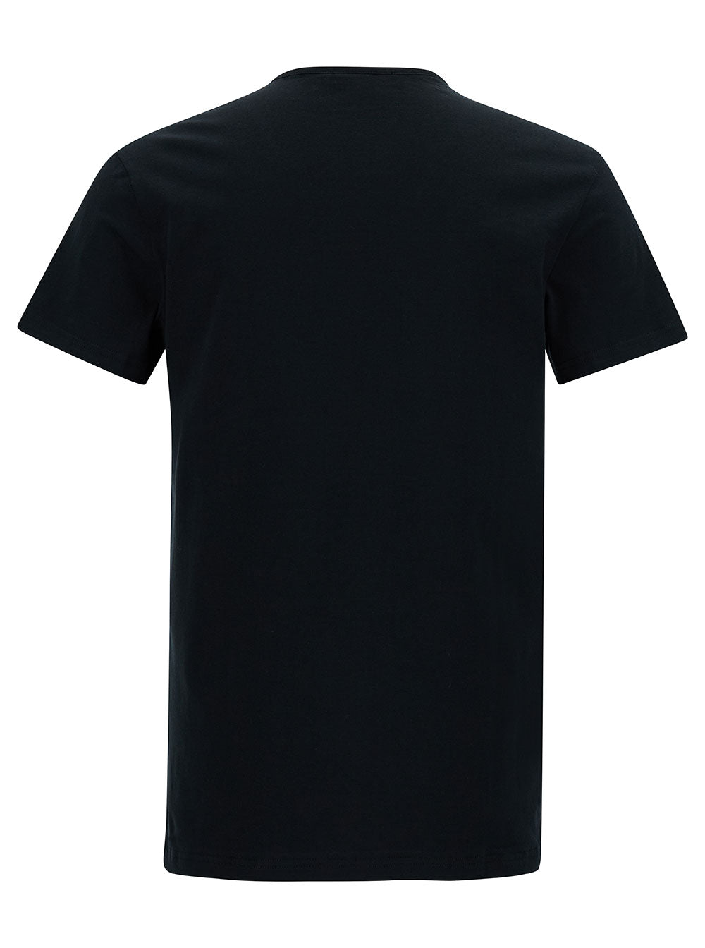 Versace Men Black Crewneck T-Shirt With Medusa Logo Print In Stretch Cotton Man VERSACE
