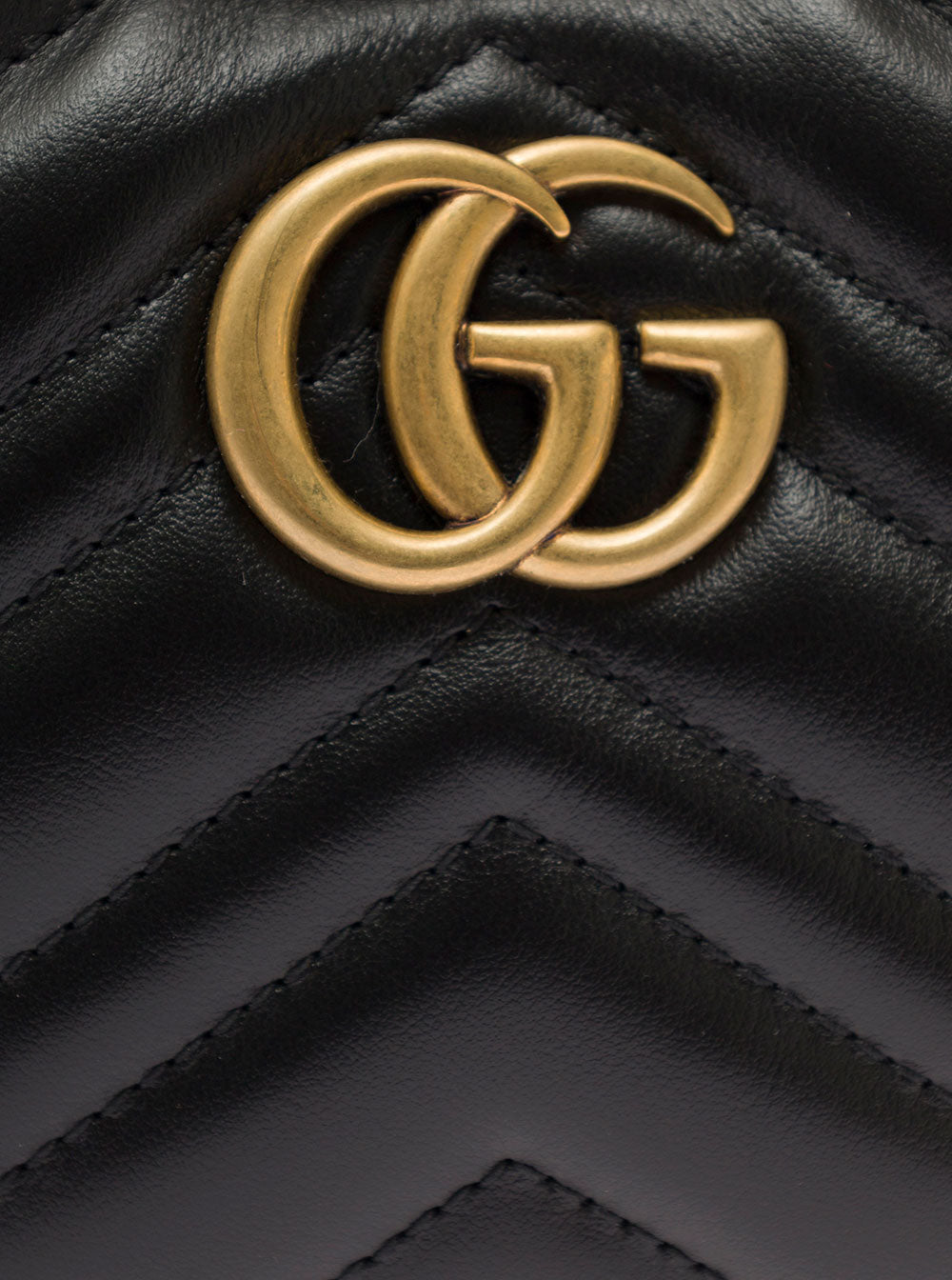 Gucci Women Shoulder Bag 'Gg Marmont' In Black Chevron Leather For Women GUCCI