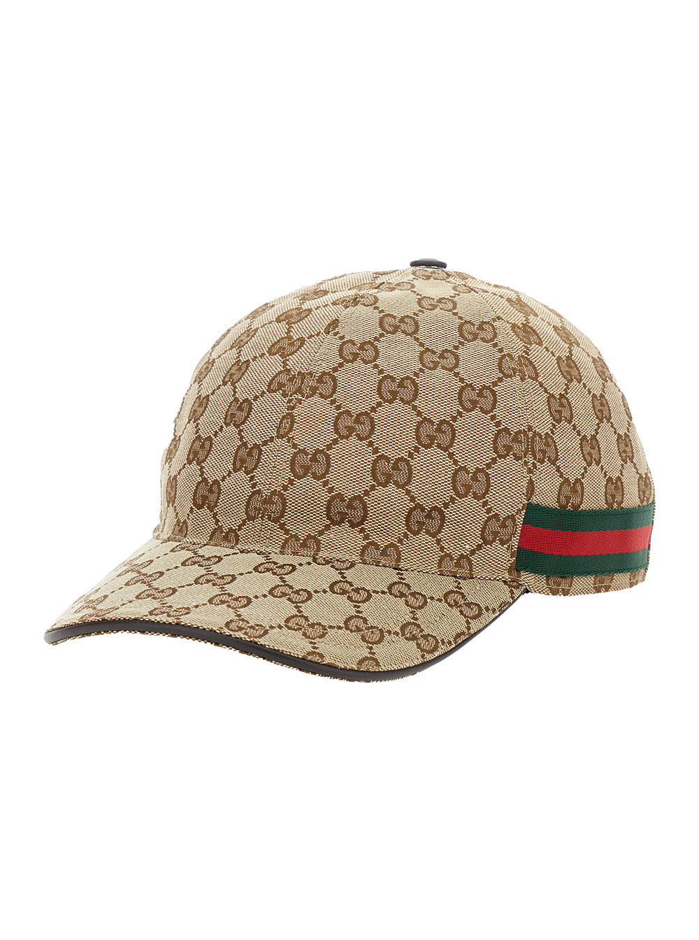 Gucci Men Beige Baseball Cap With Web Detail On The Side In Gg Canvas For Men GUCCI