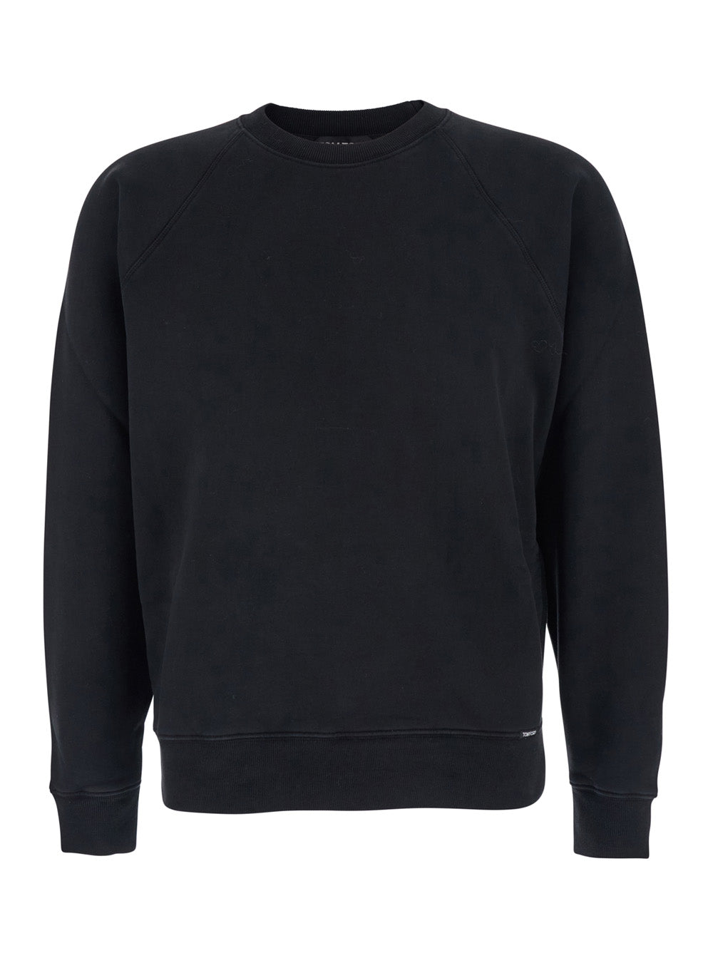 Tom Ford Men Black Crewneck Sweatshirt With Logo Patch On The Front In Cotton Man TOM FORD
