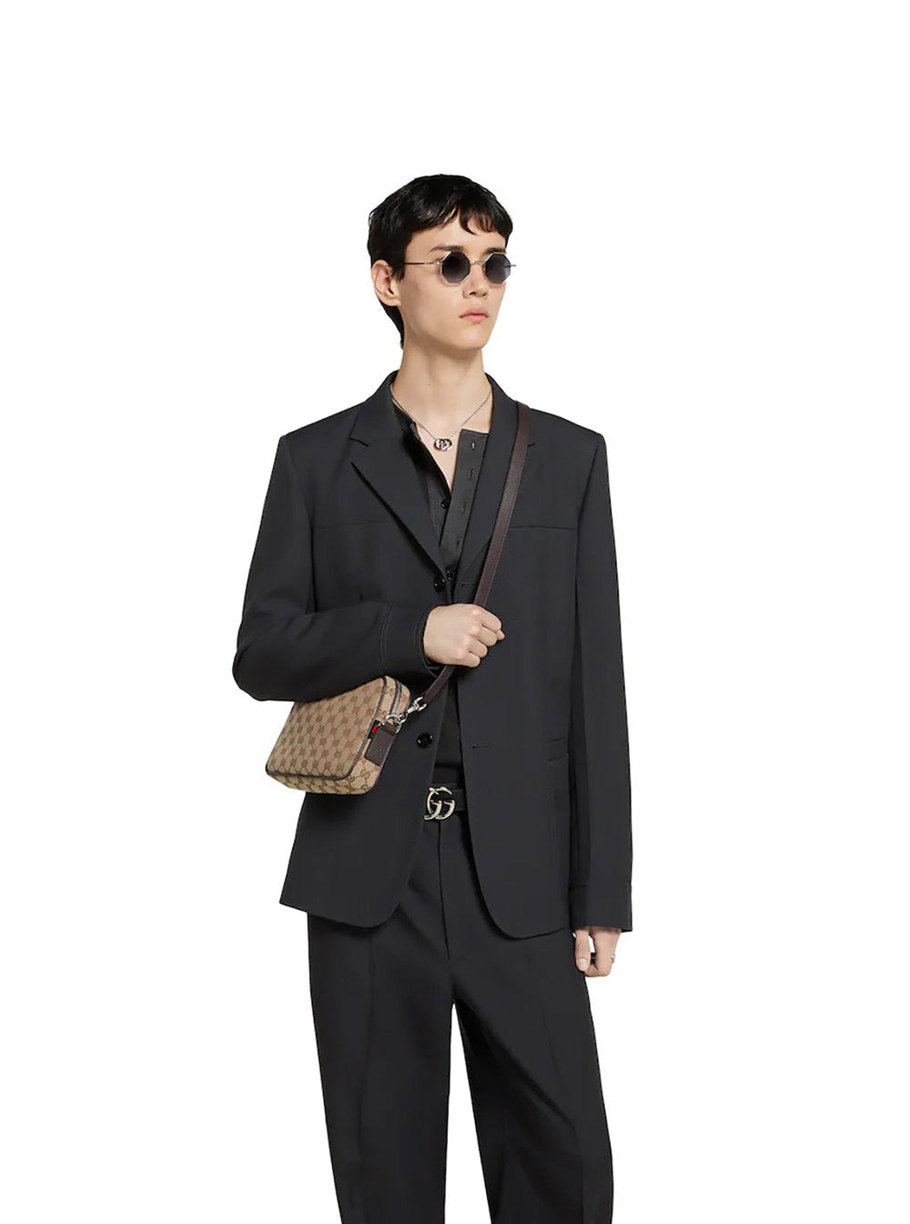 Gucci Men Crossbody Bag 'Gg All-Over' With Tech Fabric Motif Beige Man GUCCI