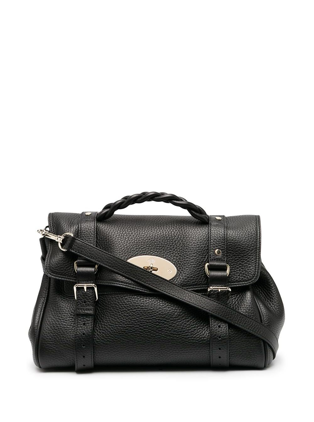 Mulberry Women 'Alexa' Black Handbag With Adjustable And Removable Shoulder Strap And Magnetic Closure In Granied Leather Woman MULBERRY