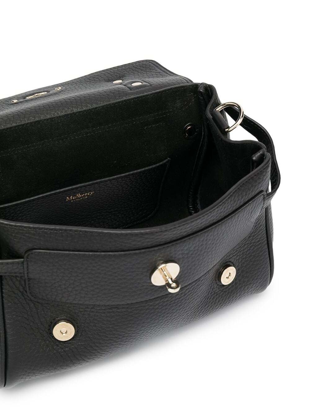 Mulberry Women 'Alexa' Black Mini Handbag With Adjustable And Removable Shoulder Strap And Braided Handle In Grained Leather Woman MULBERRY