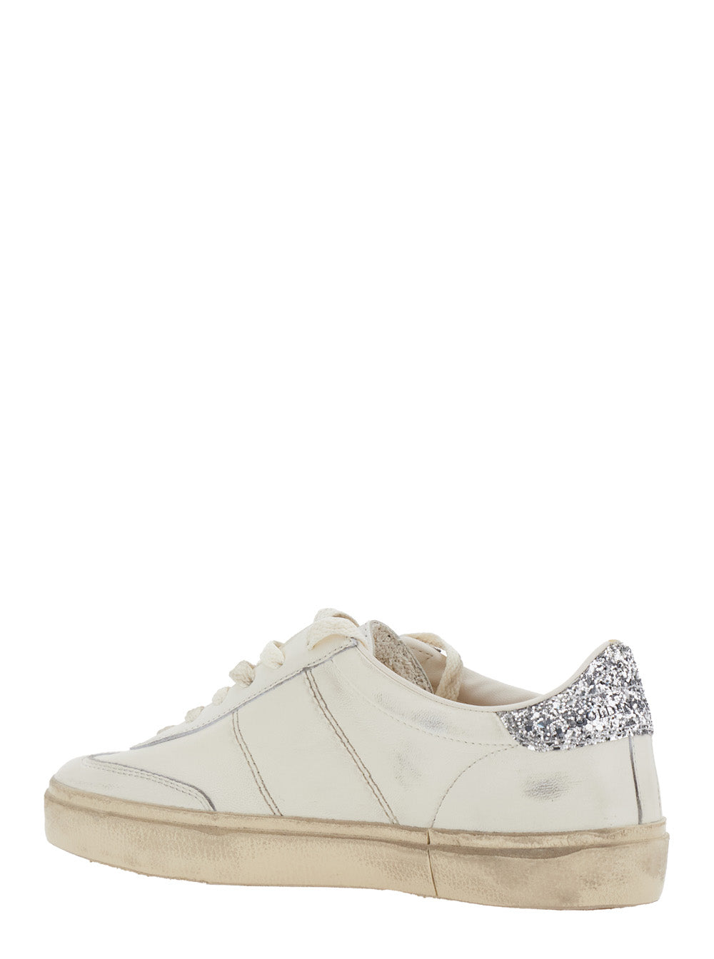 Golden Goose Women 'Soul-Star' White Low-Top Sneaker With Glitter Heel And Logo Lettering In Leather Woman GOLDEN GOOSE