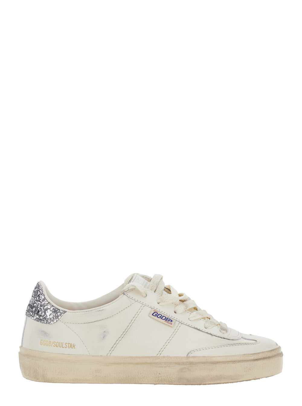 Golden Goose Women 'Soul-Star' White Low-Top Sneaker With Glitter Heel And Logo Lettering In Leather Woman GOLDEN GOOSE