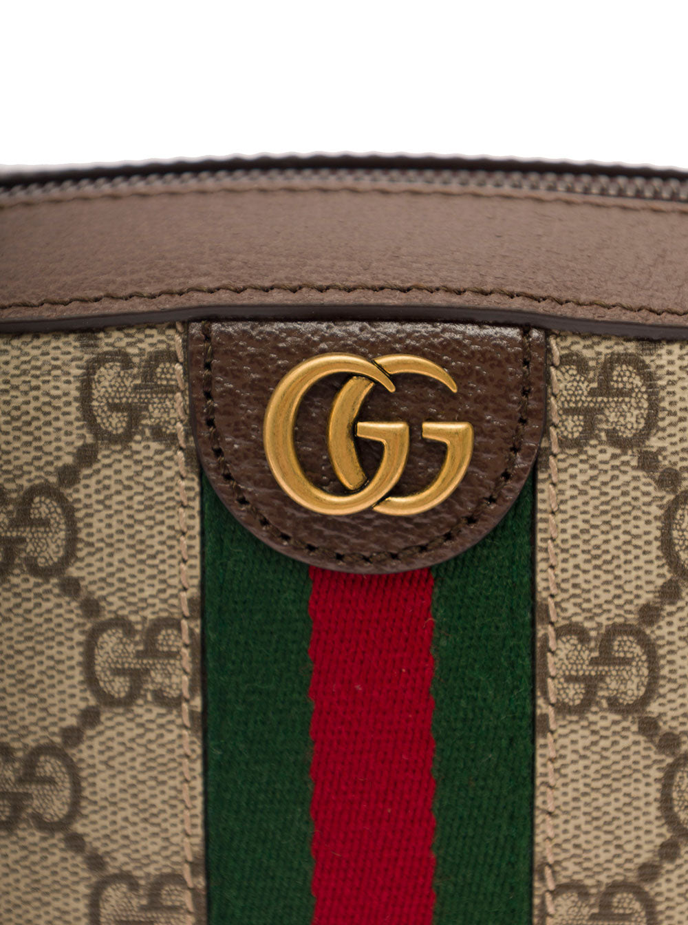 Gucci Men Crossbody Bag 'Ophidia Gg Piccola' With Web In Gg Canvas Beige And Ebony Men GUCCI