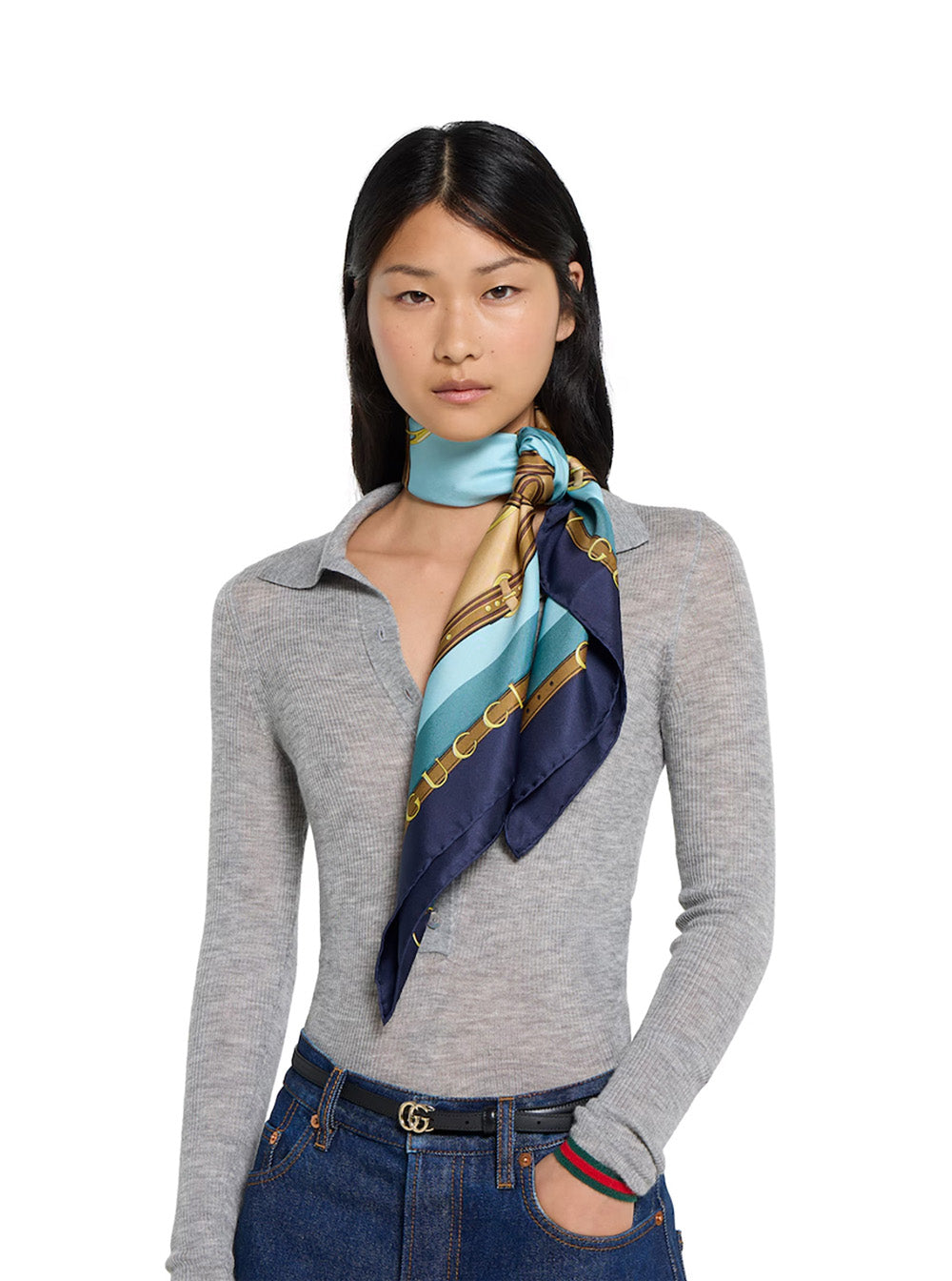Gucci Women Multicolor Square Scarf With All-Over Print In Silk Woman GUCCI