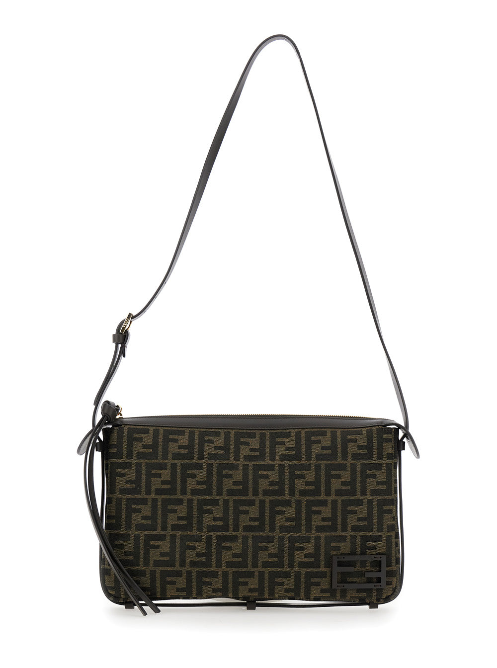 Fendi Women 'Simply Fendi Medium ' Brown Shoulder Bag With Ff Jacquard Detail In Fabric Woman FENDI