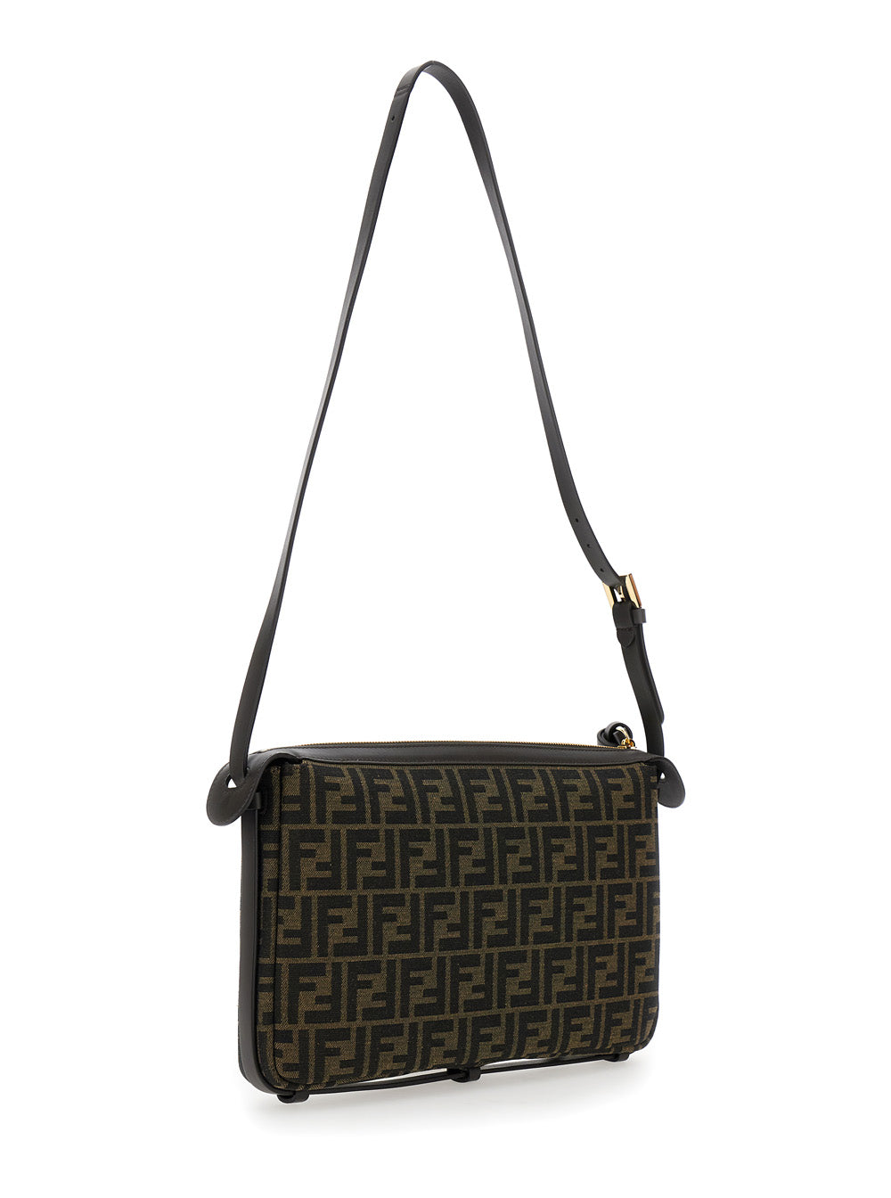 Fendi Women 'Simply Fendi Medium ' Brown Shoulder Bag With Ff Jacquard Detail In Fabric Woman FENDI