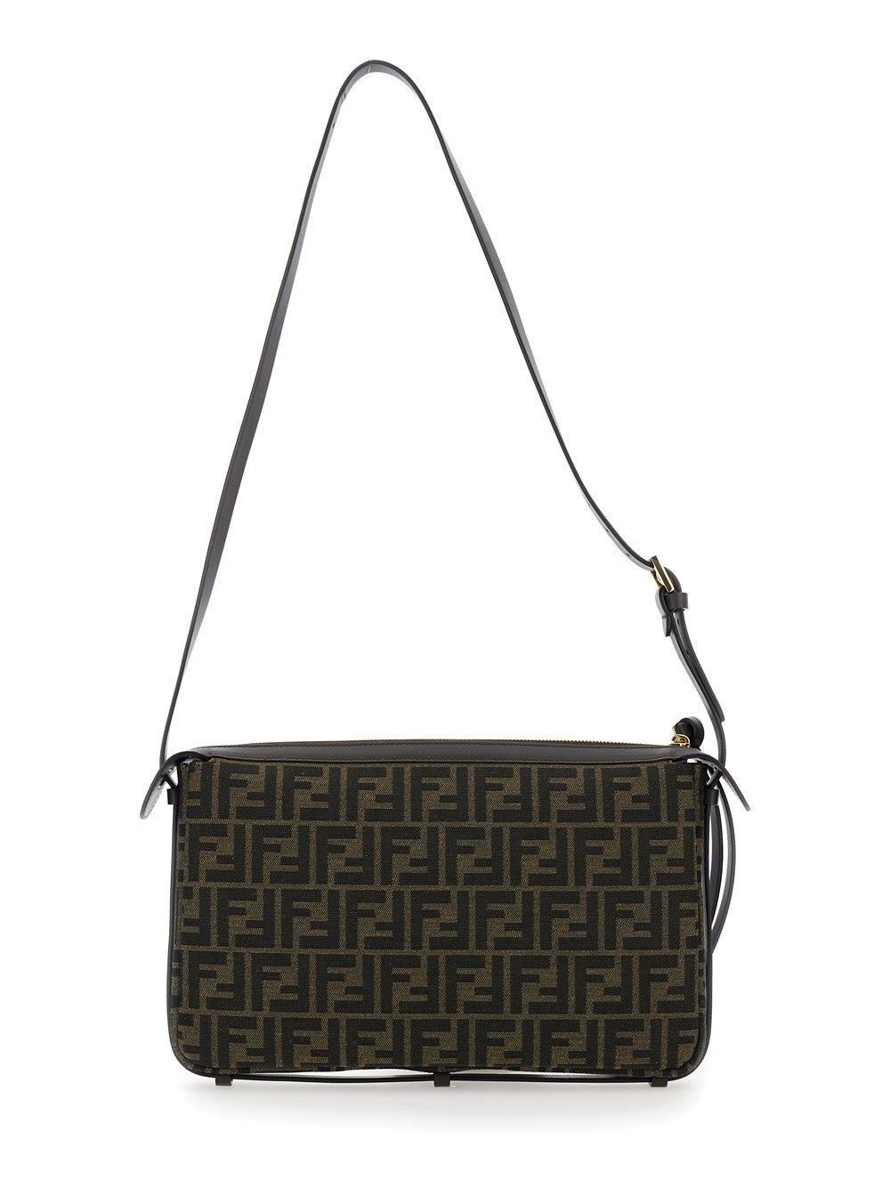 Fendi Women 'Simply Fendi Medium ' Brown Shoulder Bag With Ff Jacquard Detail In Fabric Woman FENDI