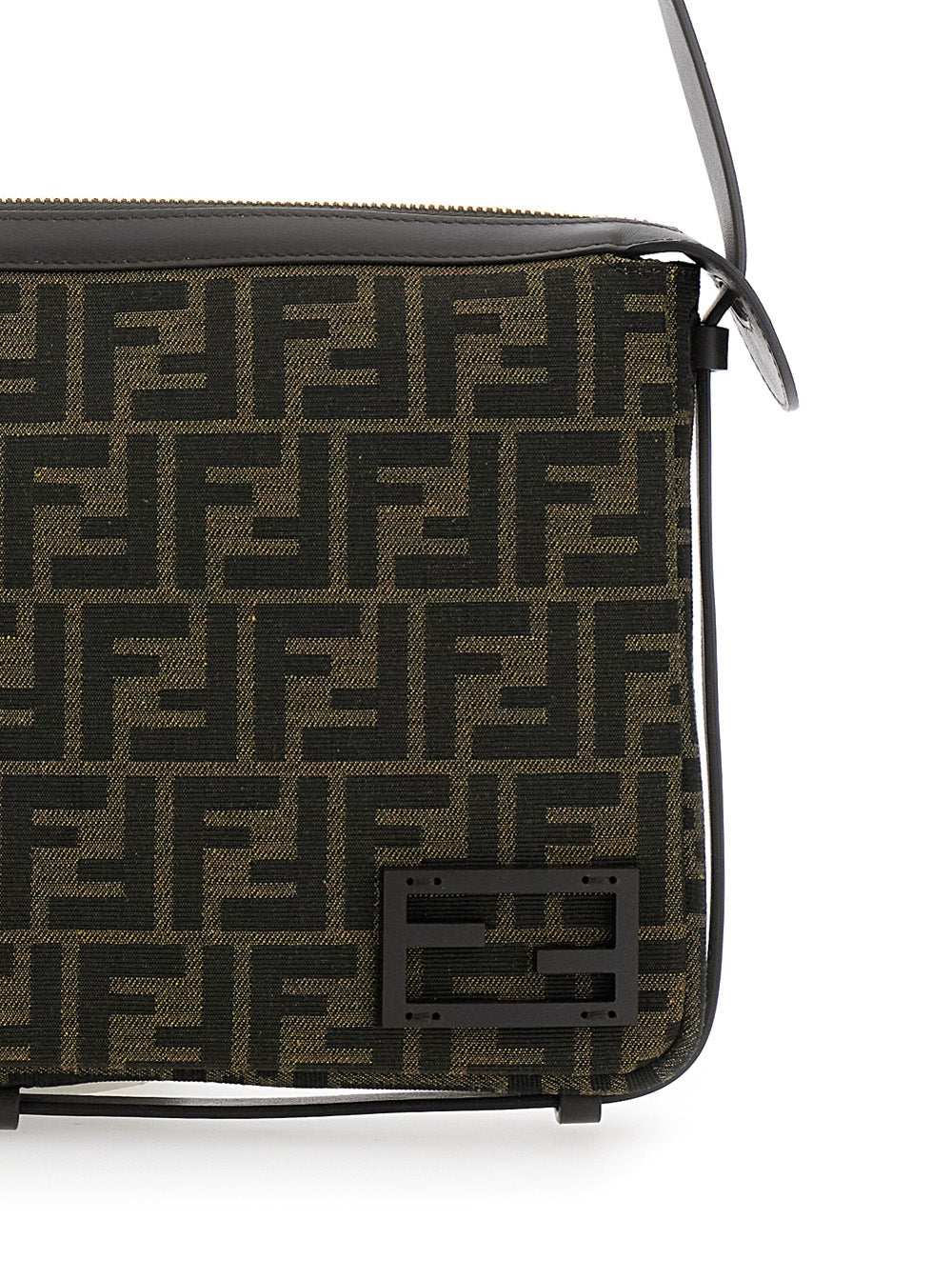 Fendi Women 'Simply Fendi Medium ' Brown Shoulder Bag With Ff Jacquard Detail In Fabric Woman FENDI