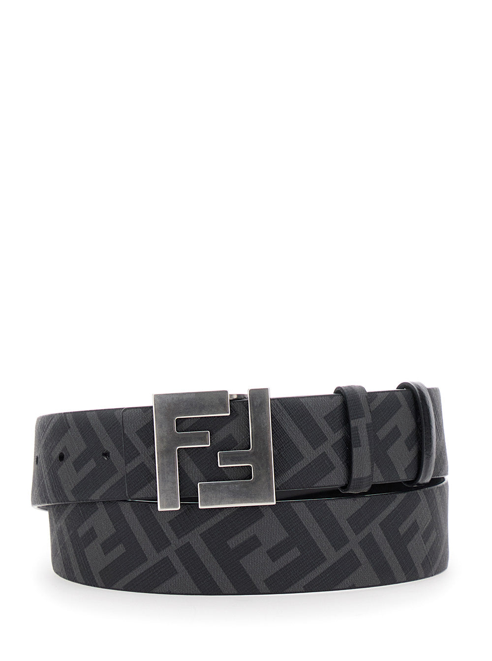 Fendi Men Black Reversible Belt With Ff Logo Buckle In Leather Man FENDI