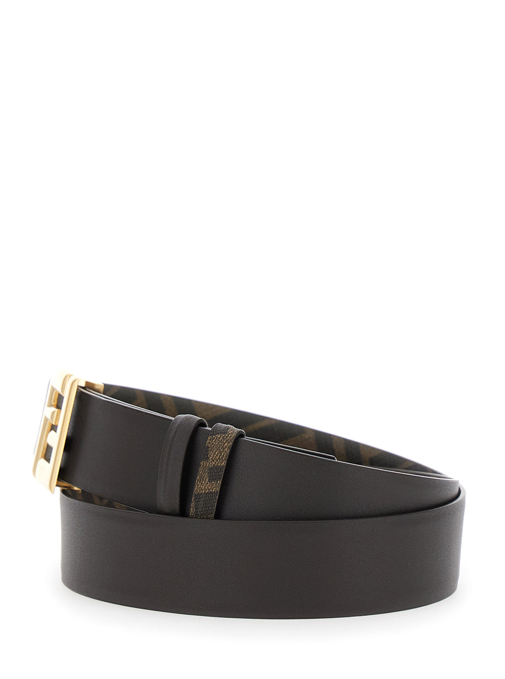 Fendi Men Brown Reversible Belt With Ff Buckle In Leather For Men FENDI
