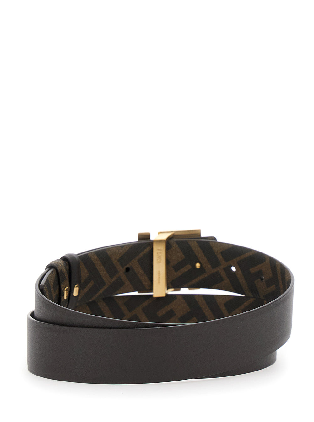 Fendi Men Brown Reversible Belt With Ff Buckle In Leather For Men FENDI