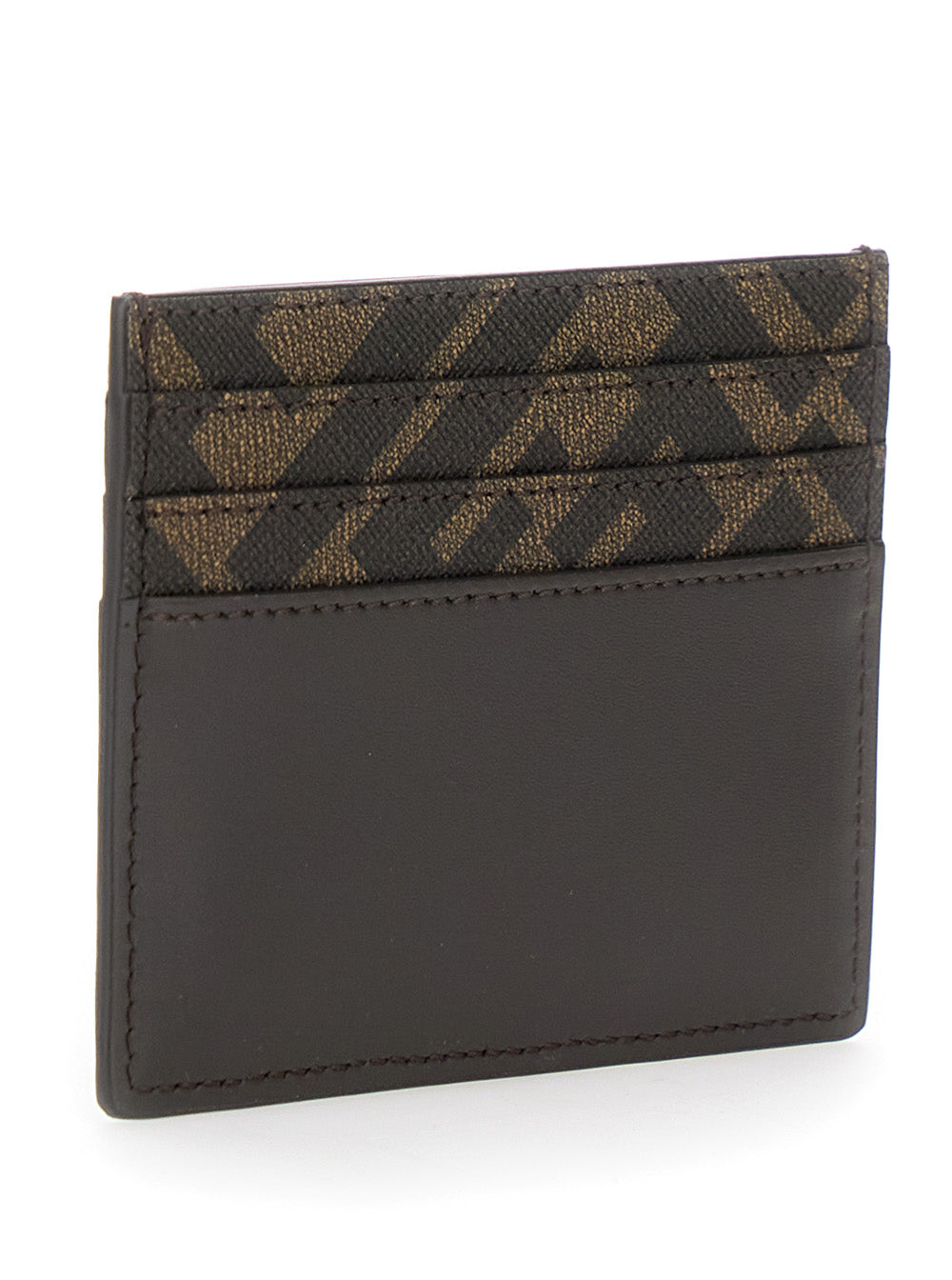 Fendi Men Brown Card-Holder With Squared Ff Motif In Leather And Ff Canvas Man FENDI
