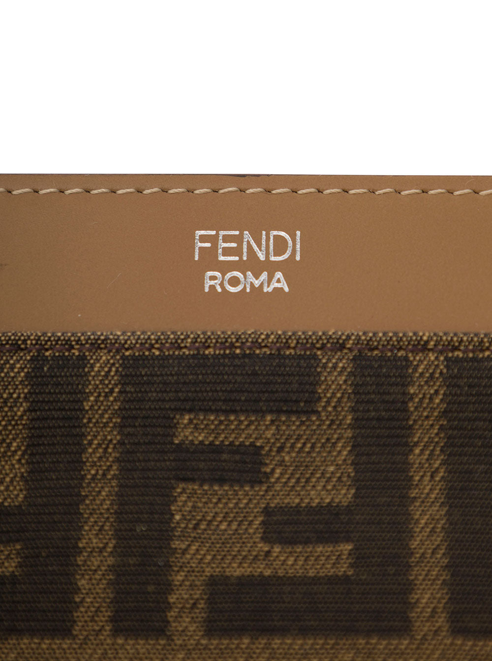 Fendi Men 'Large Ff' Brown Flat Pouch With Jacquard Motif In Cotton Blend Man FENDI