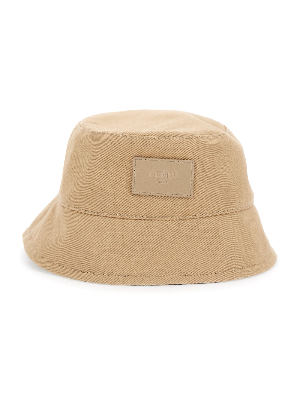 Fendi Men Beige Bucket Hat With Tonal Ff Logo Embroidery In Cotton Man FENDI