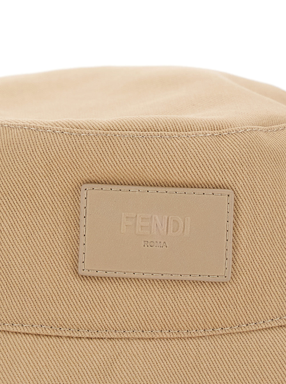 Fendi Men Beige Bucket Hat With Tonal Ff Logo Embroidery In Cotton Man FENDI