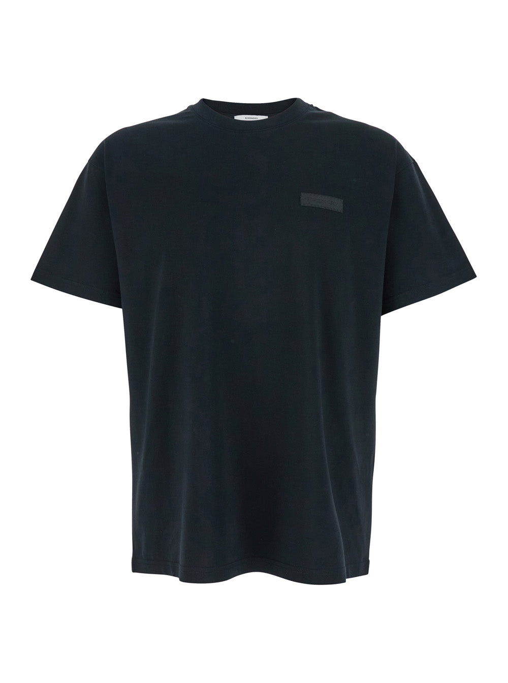 Givenchy Men Black T-Shirt With Logo Patch On The Front In Cotton For Men GIVENCHY