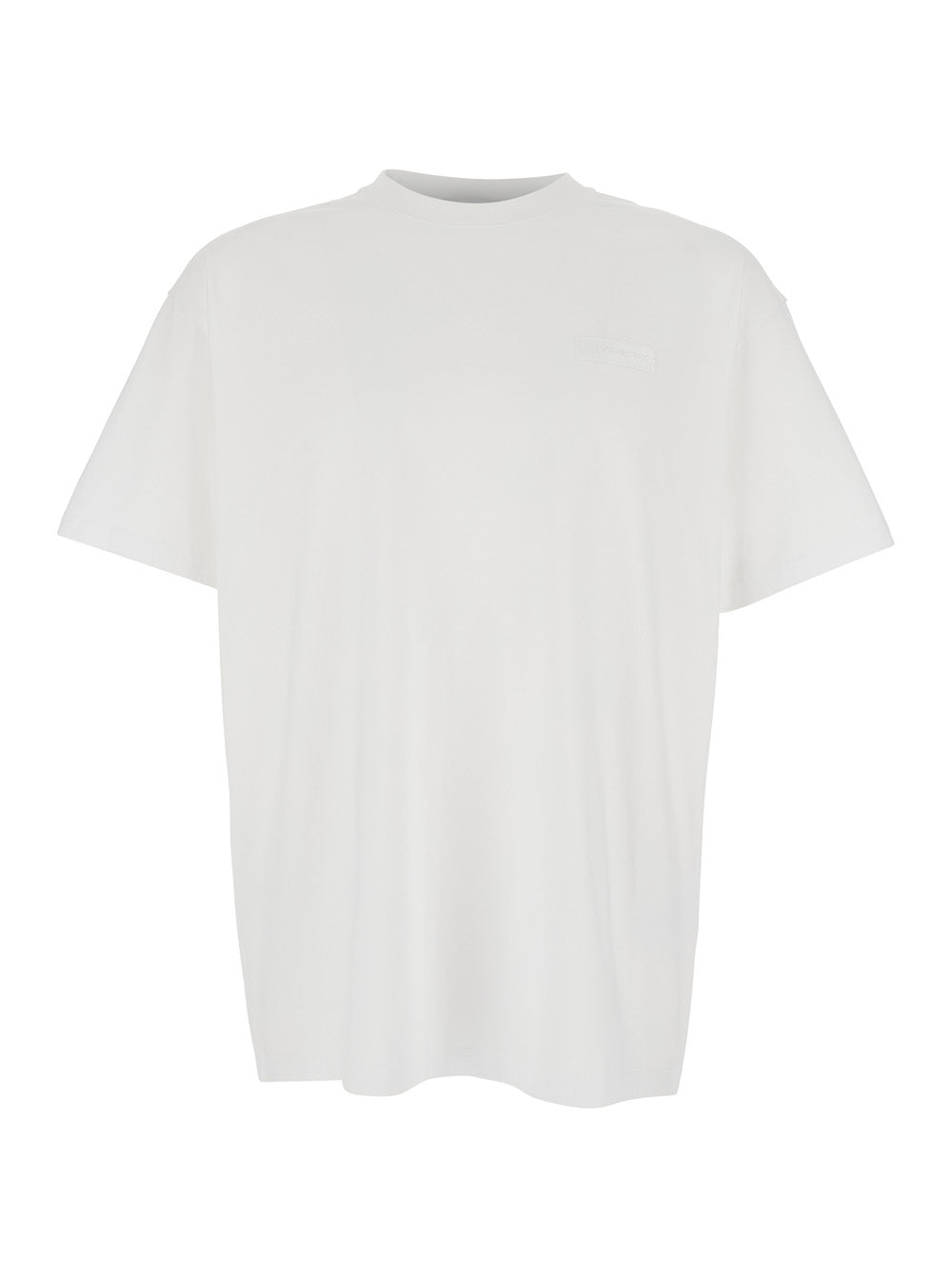 Givenchy Men White Crew Neck T-Shirt With Logo Patch On The Front In Cotton For Men GIVENCHY