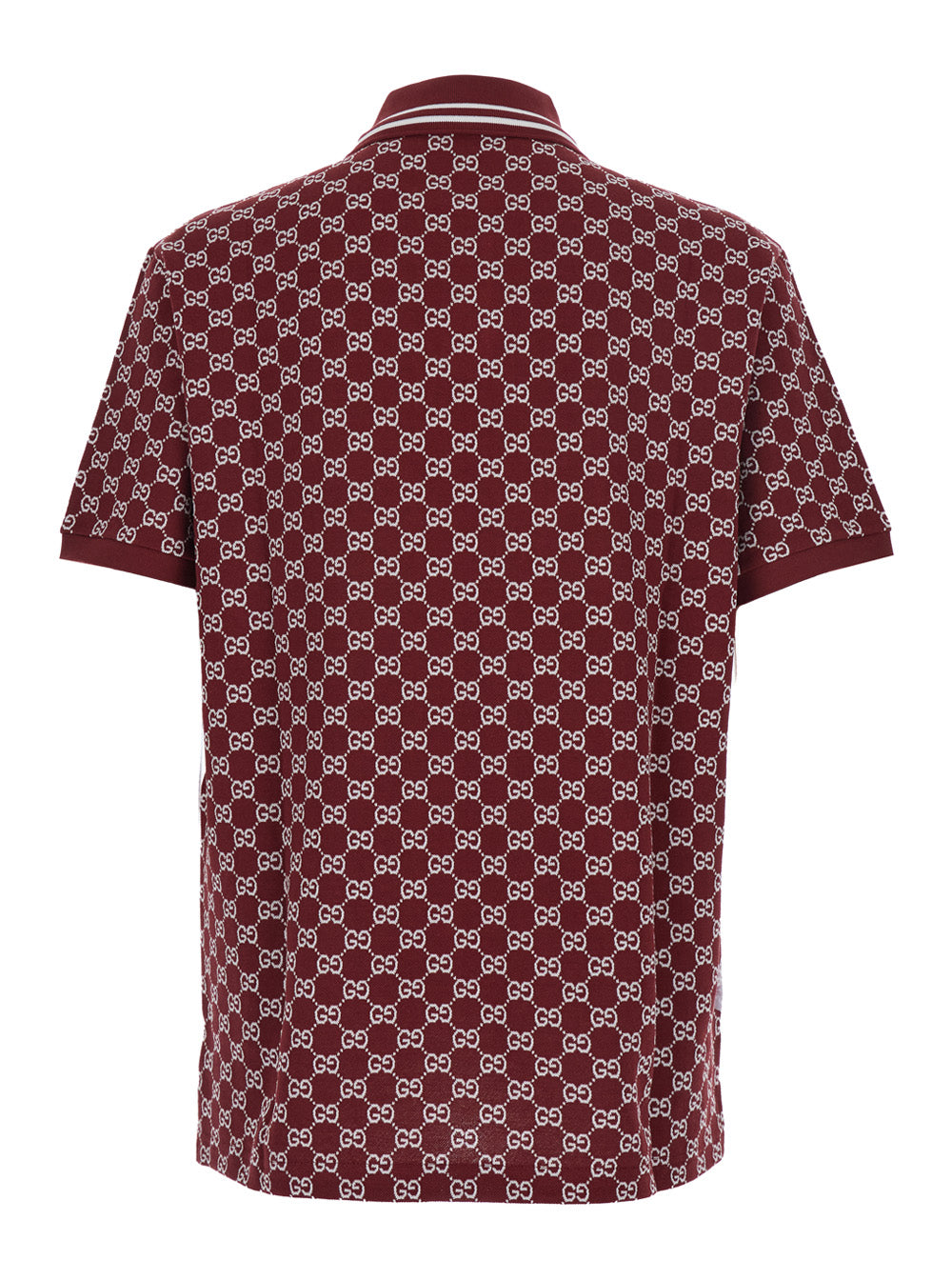 Gucci Men Red Polo Shirt With Striped Classic Collar In Gg Jacquard Cotton Man GUCCI