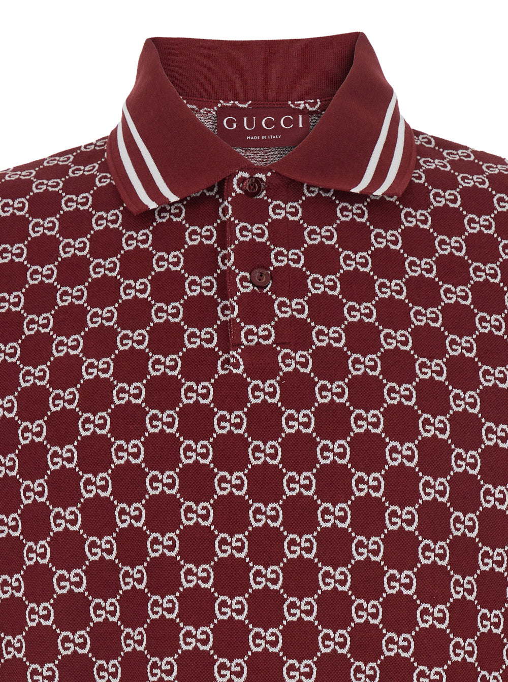 Gucci Men Red Polo Shirt With Striped Classic Collar In Gg Jacquard Cotton Man GUCCI