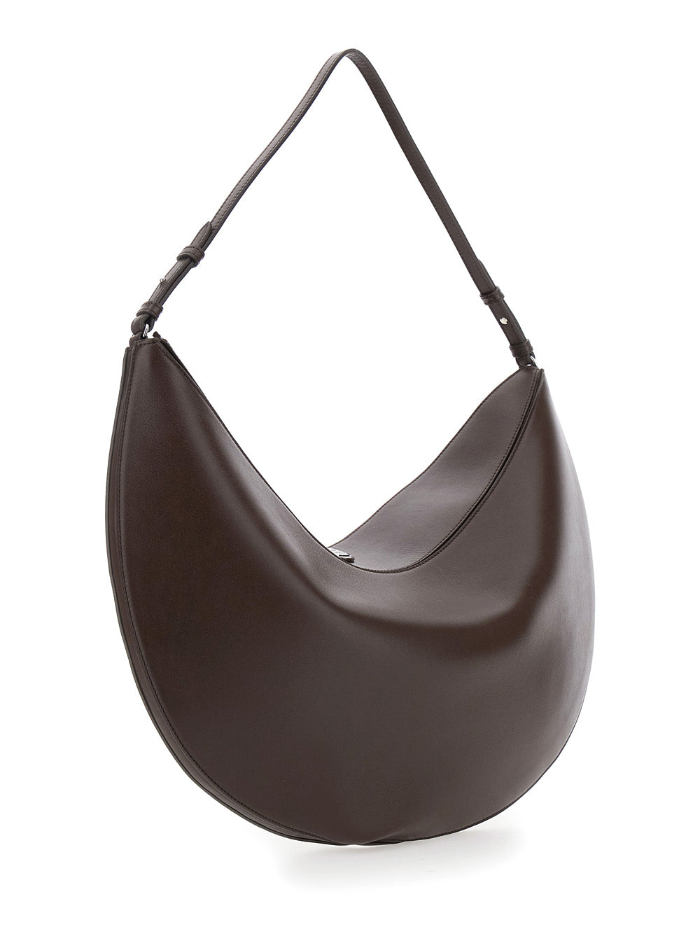 Jacquemus Women 'Le Calisso Rond Large' Brown Shoulder Bag With Adjustable Strap And Embossed Logo In Leather Woman JACQUEMUS