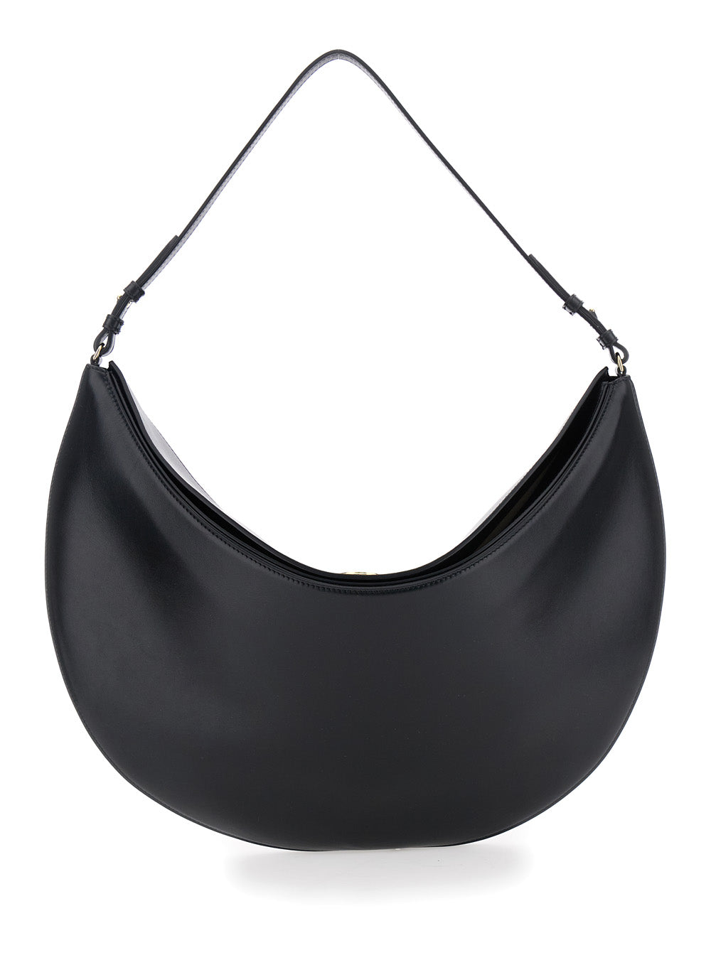 Jacquemus Women 'Le Calisso Rond Large' Black Shoulder Bag With Adjustable Strap And Embossed Logo In Leather Woman JACQUEMUS