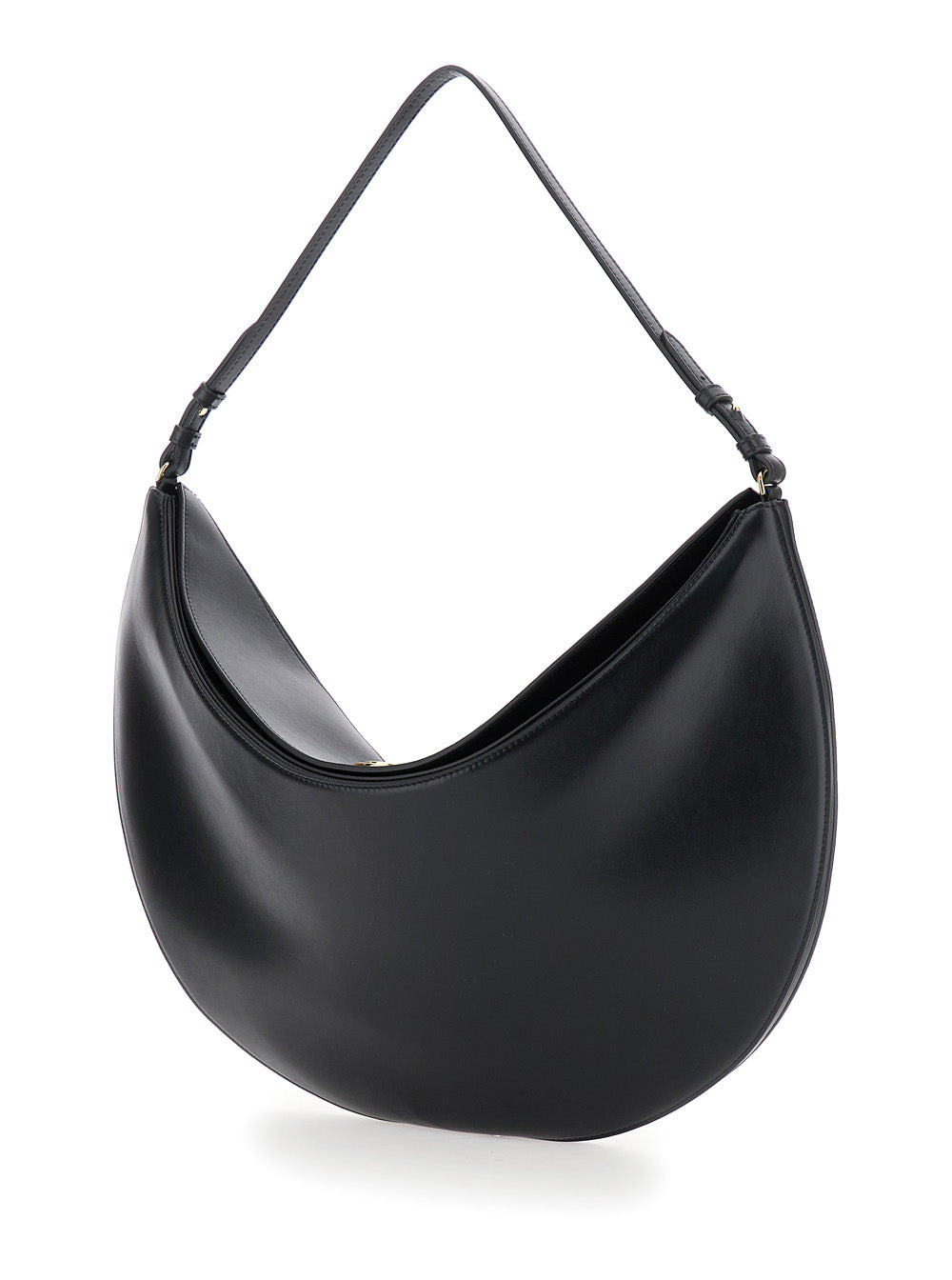 Jacquemus Women 'Le Calisso Rond Large' Black Shoulder Bag With Adjustable Strap And Embossed Logo In Leather Woman JACQUEMUS