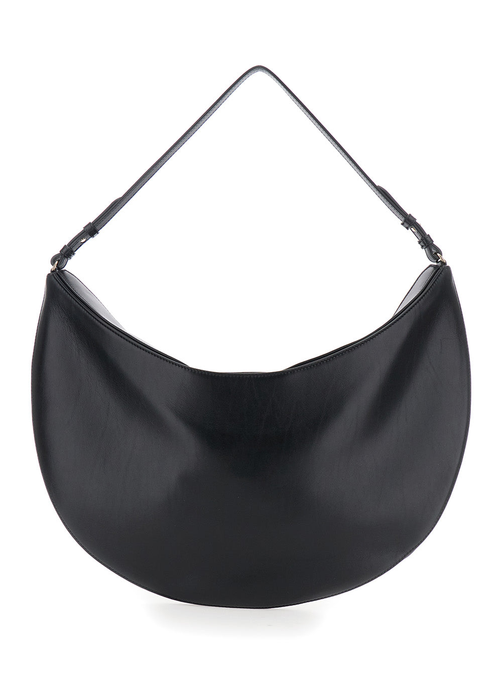 Jacquemus Women 'Le Calisso Rond Large' Black Shoulder Bag With Adjustable Strap And Embossed Logo In Leather Woman JACQUEMUS