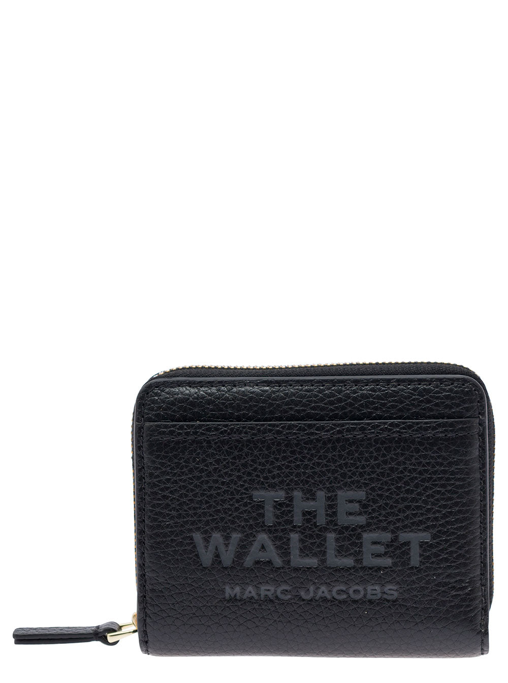 Marc Jacobs Women 'The Mini' Black Wallet With Engraved Logo On The Front In Hammered Leather Woman MARC JACOBS