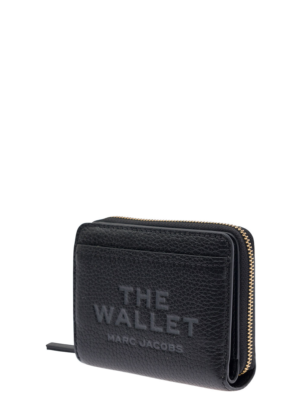 Marc Jacobs Women 'The Mini' Black Wallet With Engraved Logo On The Front In Hammered Leather Woman MARC JACOBS
