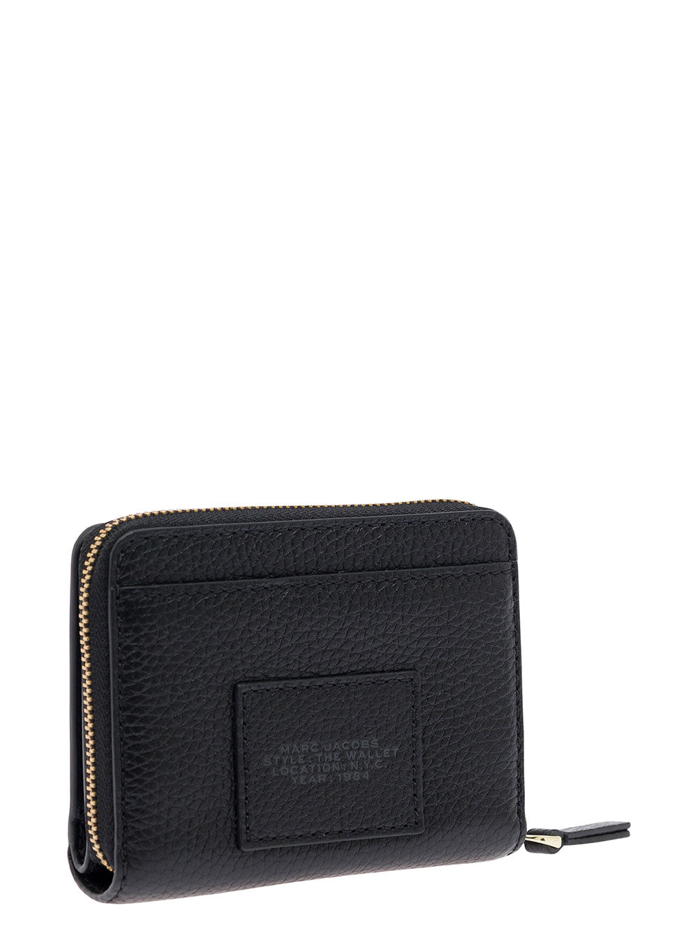 Marc Jacobs Women 'The Mini' Black Wallet With Engraved Logo On The Front In Hammered Leather Woman MARC JACOBS