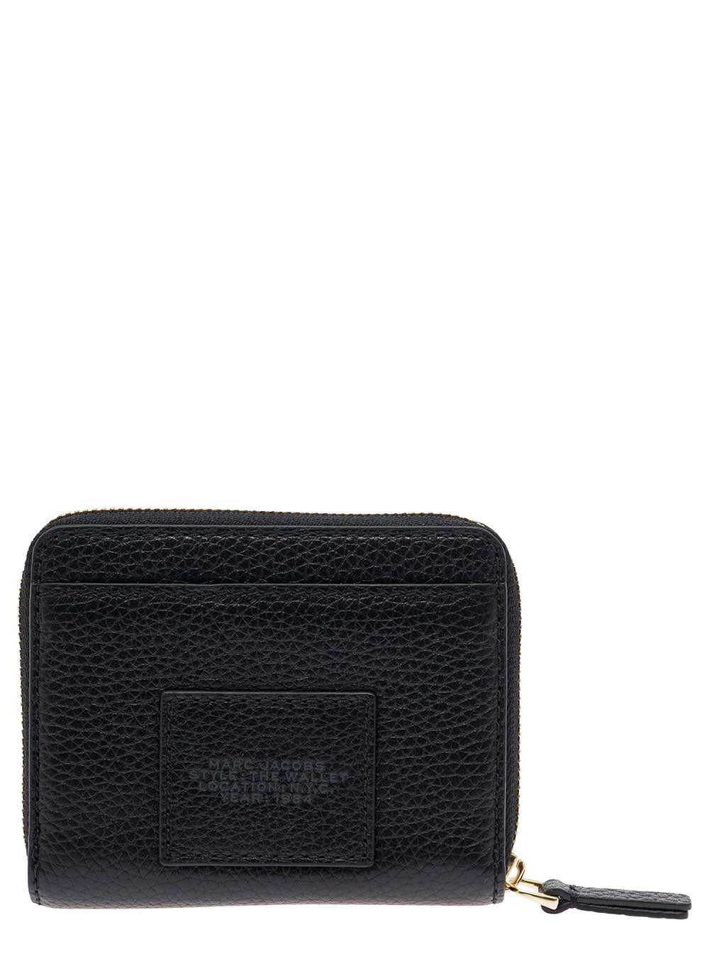 Marc Jacobs Women 'The Mini' Black Wallet With Engraved Logo On The Front In Hammered Leather Woman MARC JACOBS