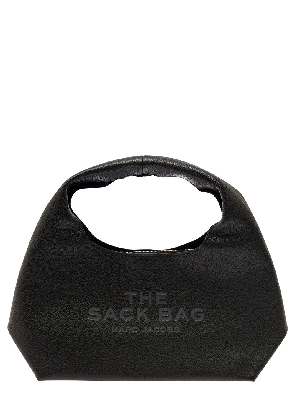 Marc Jacobs Women 'The Sack' Black Shoulder Bag With Embossed Logo In Hammered Leather Woman MARC JACOBS