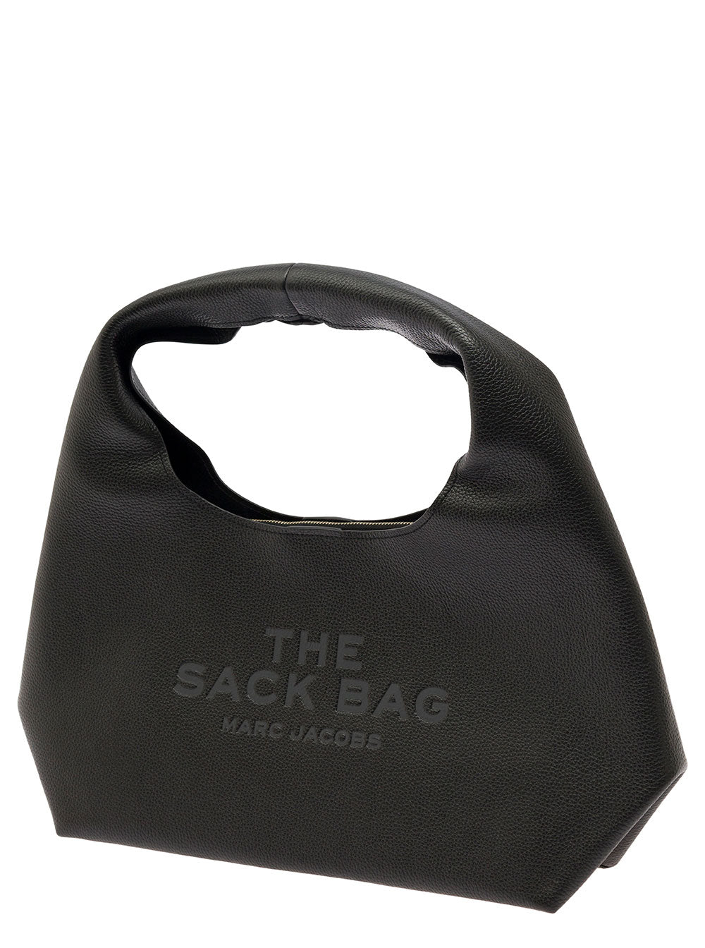 Marc Jacobs Women 'The Sack' Black Shoulder Bag With Embossed Logo In Hammered Leather Woman MARC JACOBS