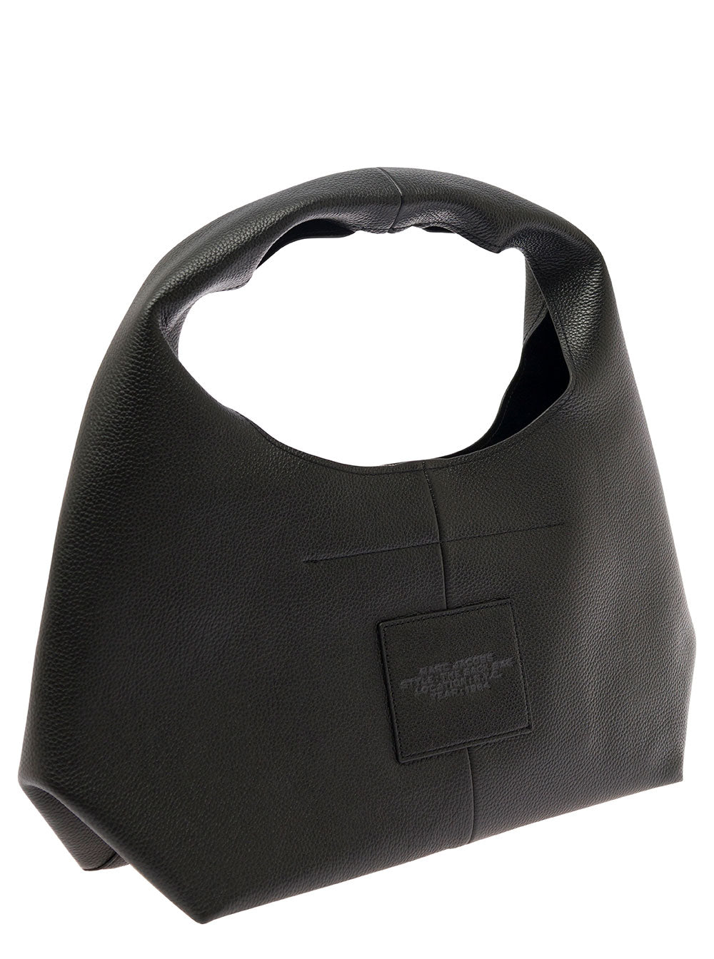 Marc Jacobs Women 'The Sack' Black Shoulder Bag With Embossed Logo In Hammered Leather Woman MARC JACOBS