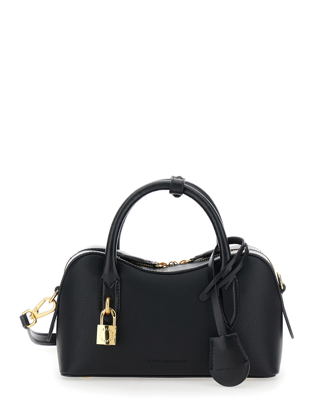 Stella Mccartney Women 'Ryder' Black Small Handbag With Two Top Handles And Front Padlock Detail With Logo In Ecoleather Woman STELLA MCCARTNEY